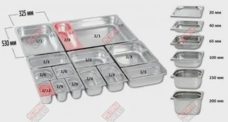 Гастроемкость EKSI 12040E нерж.сталь, GN1/2-40