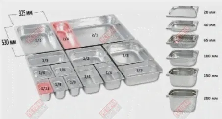Гастроемкость EKSI 13040E нерж.сталь, GN1/3-40